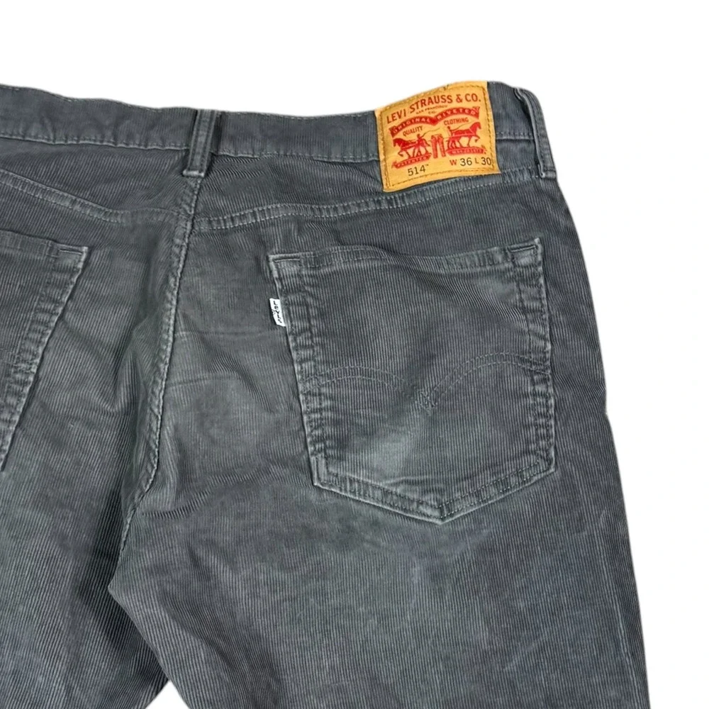 Levi's 514 Straight Leg Gray Corduroy‎ Pants Men's 36x30 FLAWS
